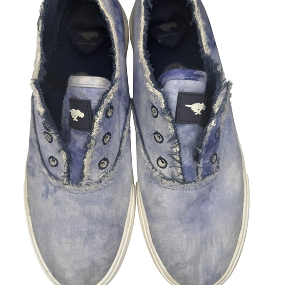 Mustang Blue Frayed Slip-On Canvas Sneakers Size 8.5 - Picture 1 of 5